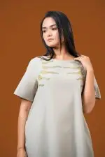 Loose Fitted Embroidery Tent Dress - Image 3