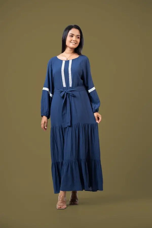Lace Detail Front Tie-up Maxi Dress - Image 5