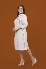 Line Embroidered Detail Shirt Dress - Image 4