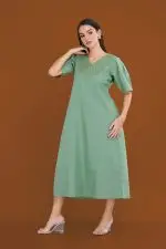 V-Neck Embroidered Maxi Dress - Image 2