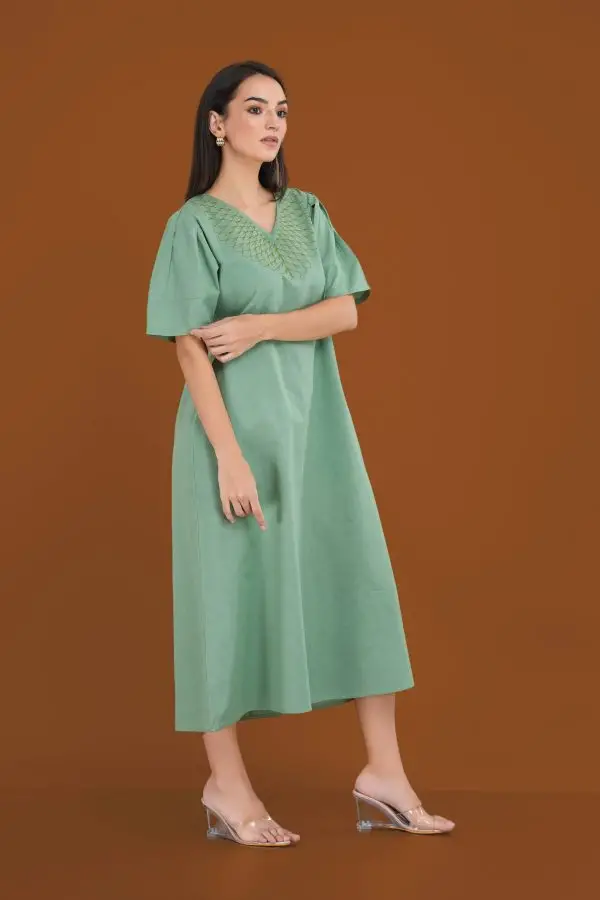 V-Neck Embroidered Maxi Dress
