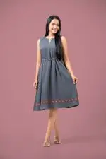 Hem Embroidered Sleeveless Short Dress - Image 4