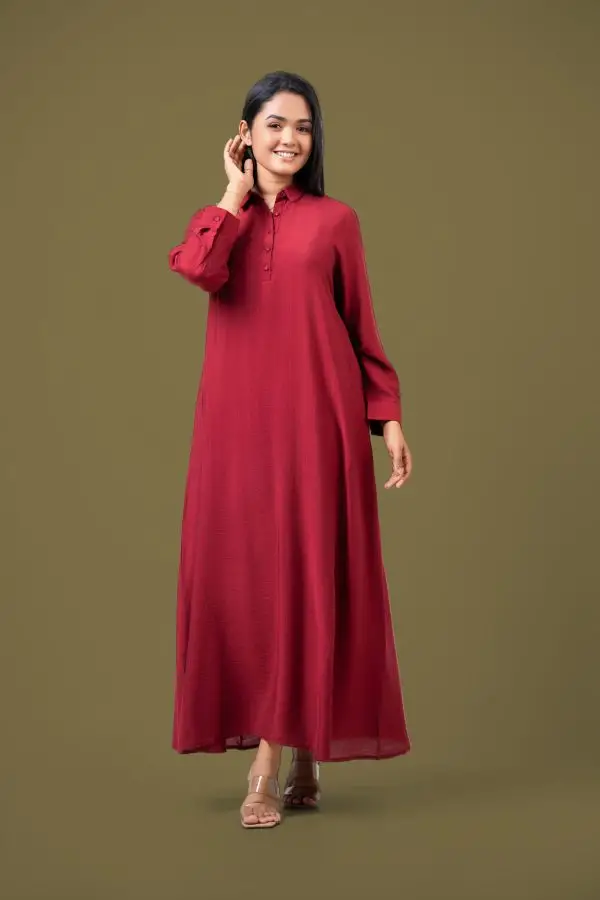 Shirt Collared Loose Fitted Maxi Dress - Image 4