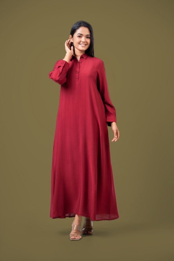 Shirt Collared Loose Fitted Maxi Dress - Image 4
