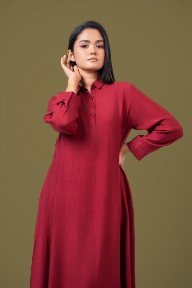 Shirt Collared Loose Fitted Maxi Dress