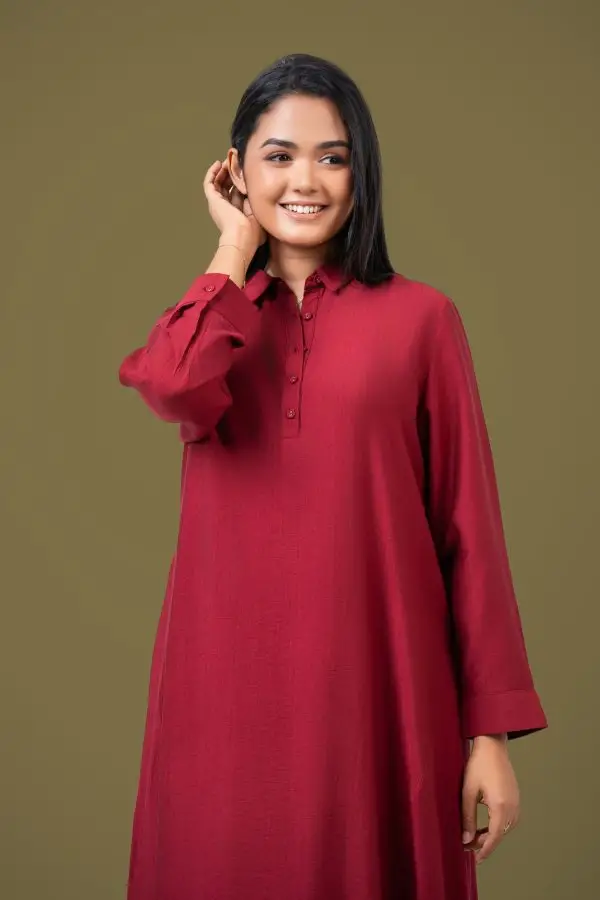 Shirt Collared Loose Fitted Maxi Dress - Image 2