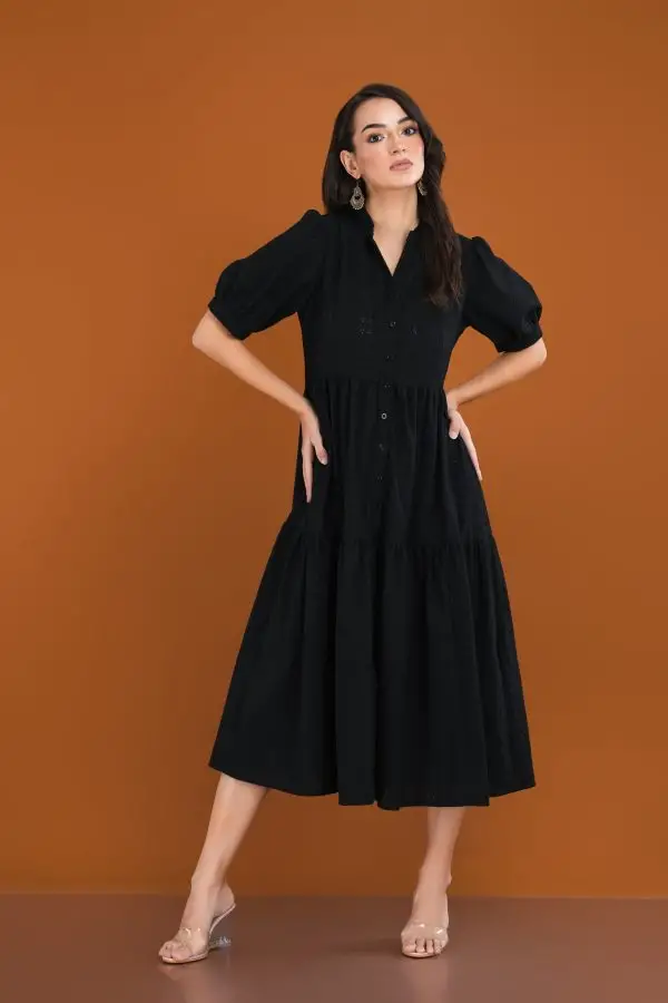Tiered Cut Lawn Midi Dress - Image 4