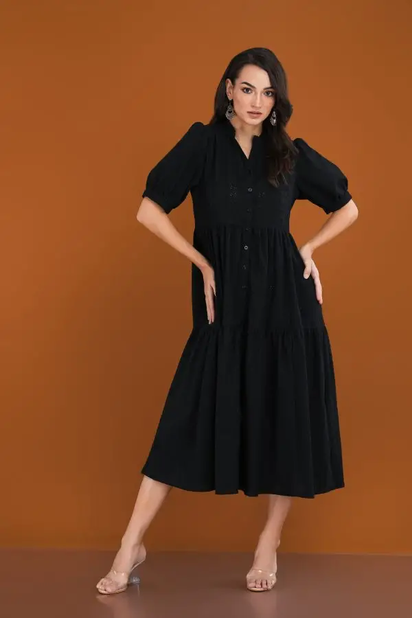 Tiered Cut Lawn Midi Dress - Image 3