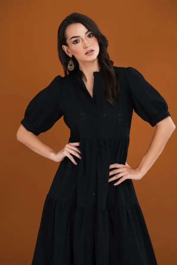 Tiered Cut Lawn Midi Dress