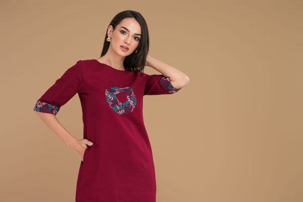 Floral Embroidered Short Dress - Image 3