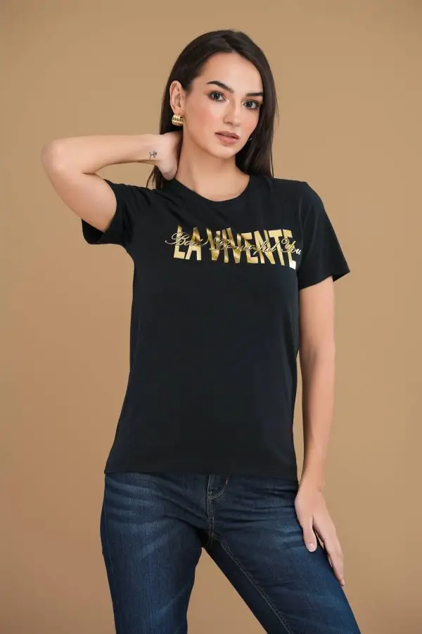 La Vivente foil print T-shirt - Image 4