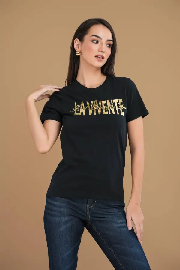 La Vivente foil print T-shirt - Image 3