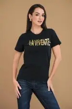 La Vivente foil print T-shirt