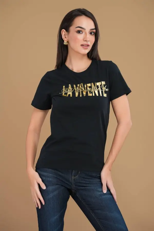 La Vivente foil print T-shirt