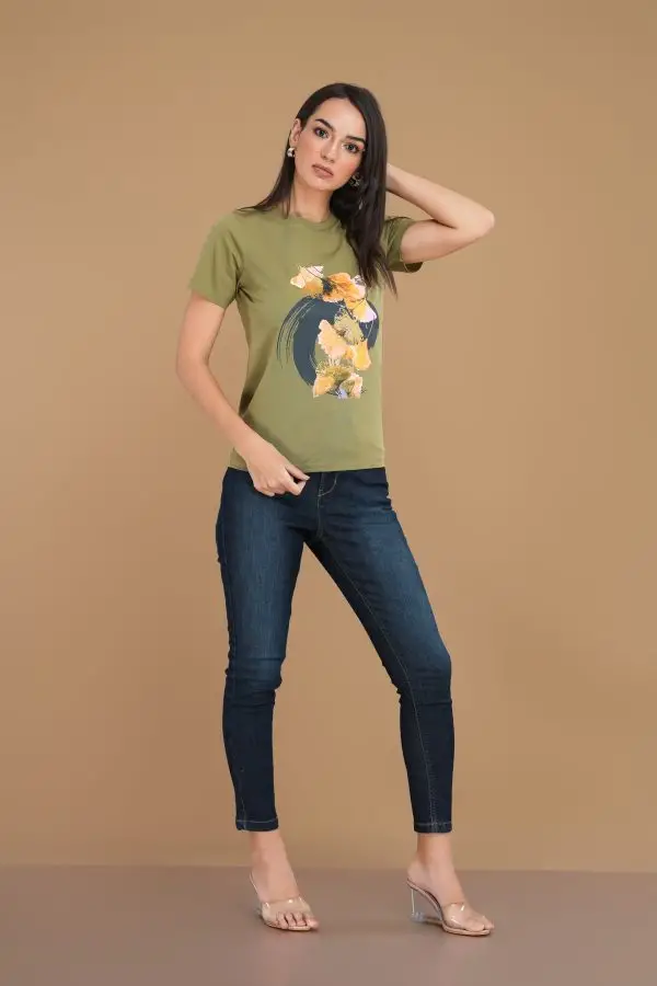 Floral Printed Regular Fit T-Shirt - Image 4