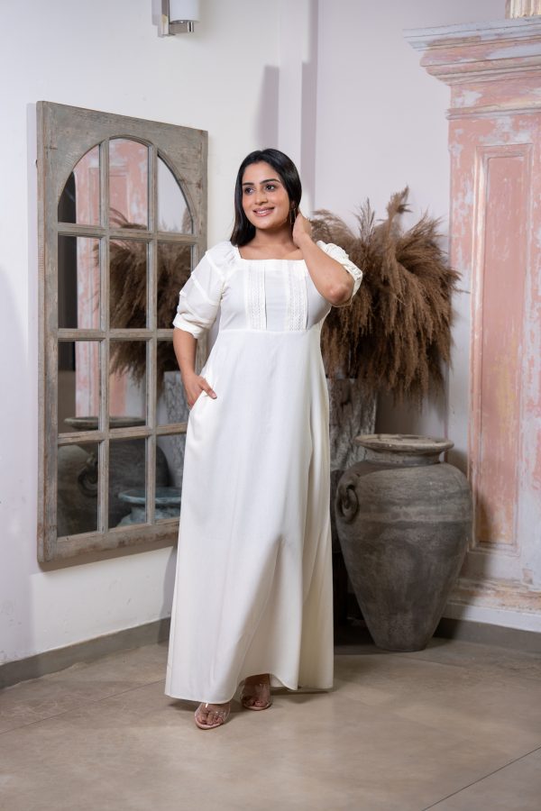 Lace Detailed Square Necked Maxi Dress - Image 6