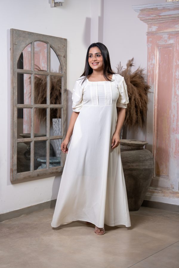 Lace Detailed Square Necked Maxi Dress - Image 5