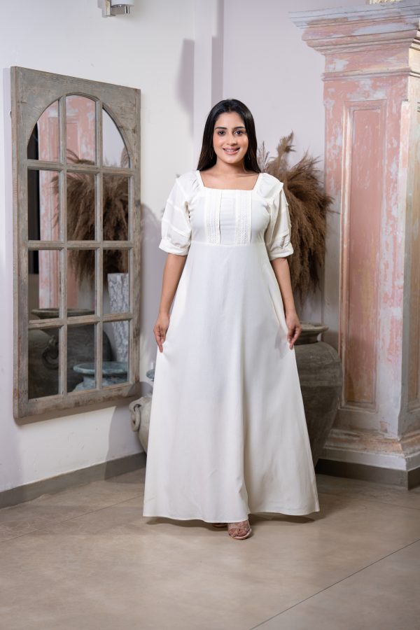 Lace Detailed Square Necked Maxi Dress - Image 3