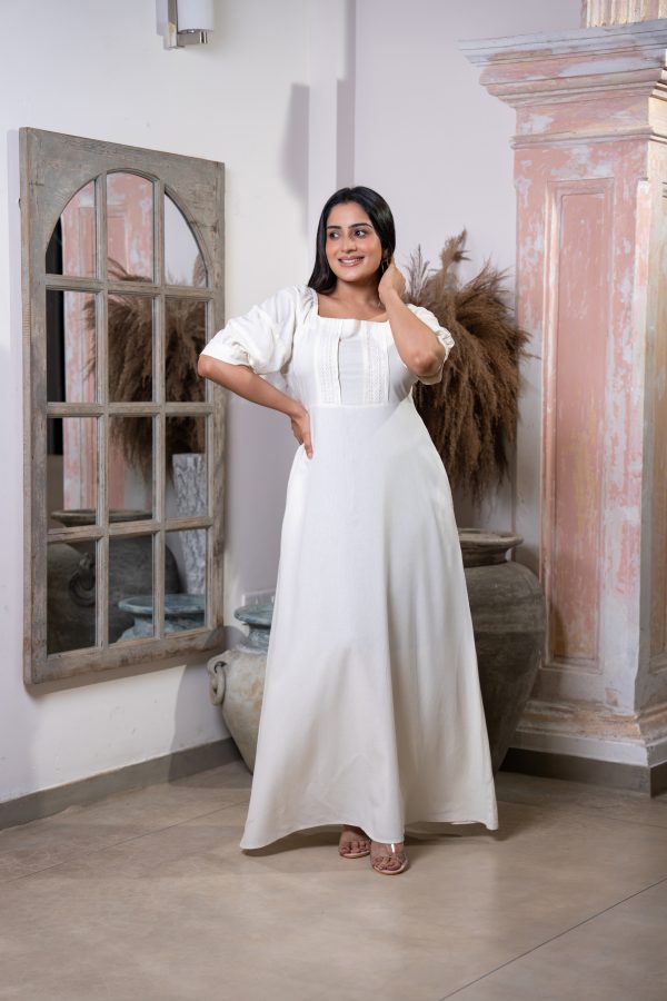 Lace Detailed Square Necked Maxi Dress - Image 4