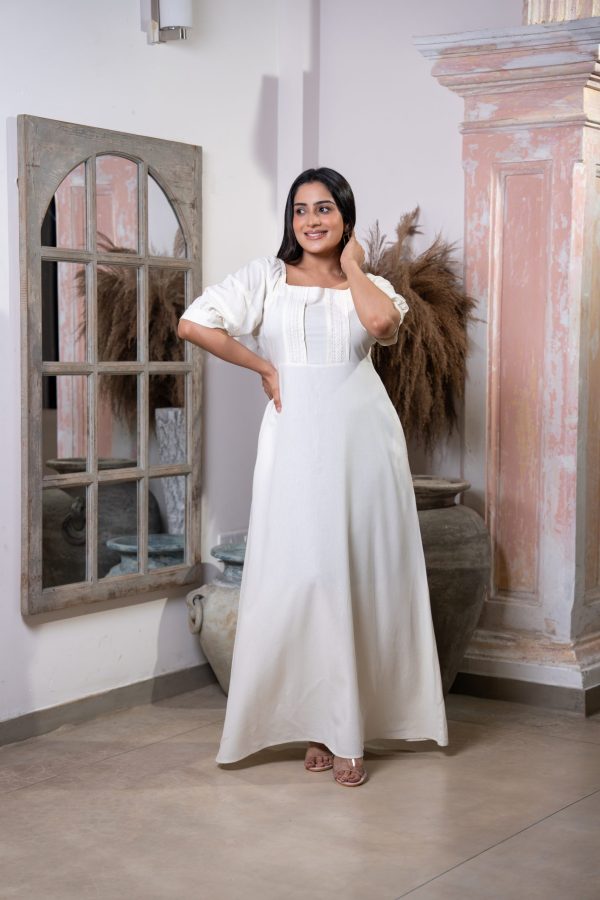 Lace Detailed Square Necked Maxi Dress - Image 4