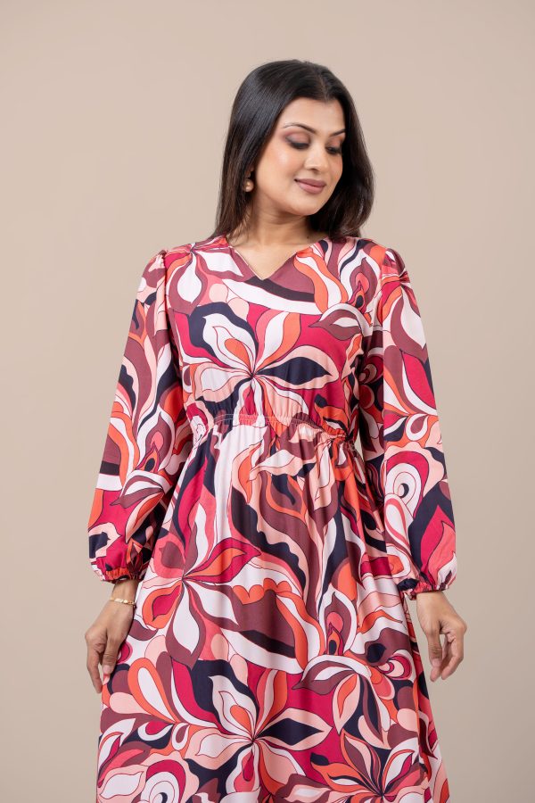 Printed Long Puff Sleeve Maxi Dress - Image 2
