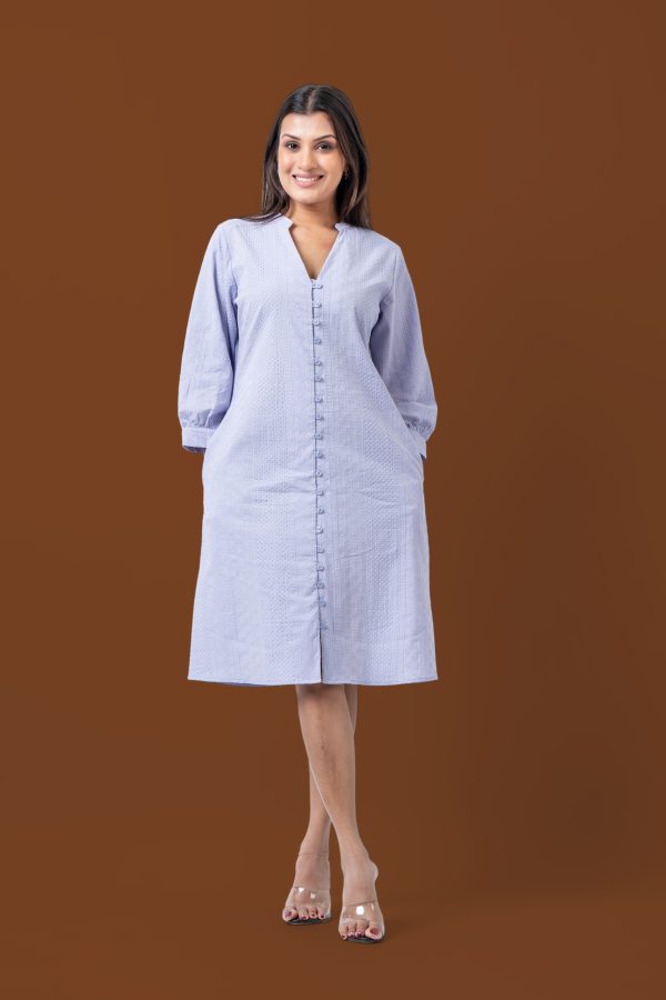 Cutlawn Button-Down Three Quarter Sleeve Short Dress - Image 6