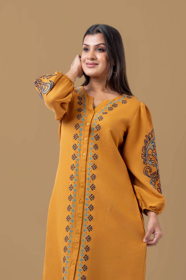 Puff Sleeve Embroidery Detail Short Dress