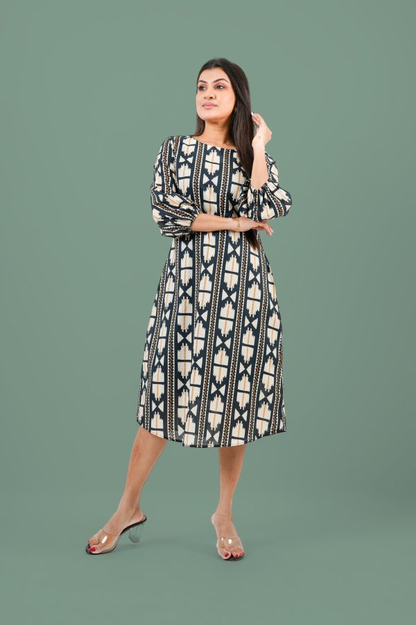 Tribal Patterned Curved Hem Short Dress - Image 2