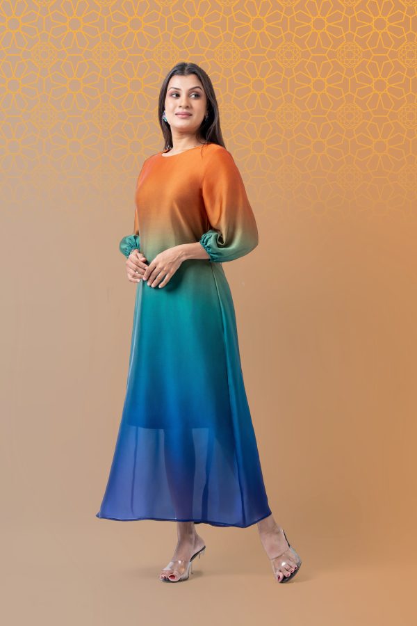 Puff Sleeve Ombre Maxi Dress - Image 2