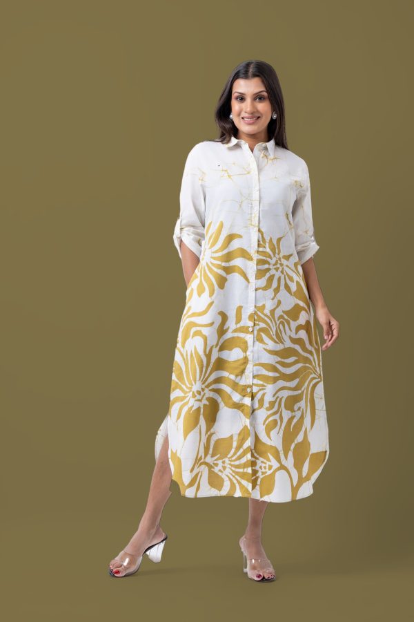 Floral Batik Midi Shirt Dress - Image 5