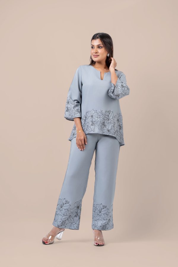 Floral Printed Kurta Top and Pants Set - Image 4