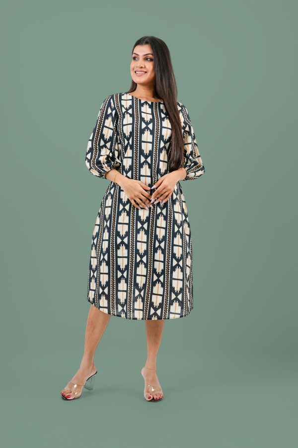 Tribal Patterned Curved Hem Short Dress - Image 3