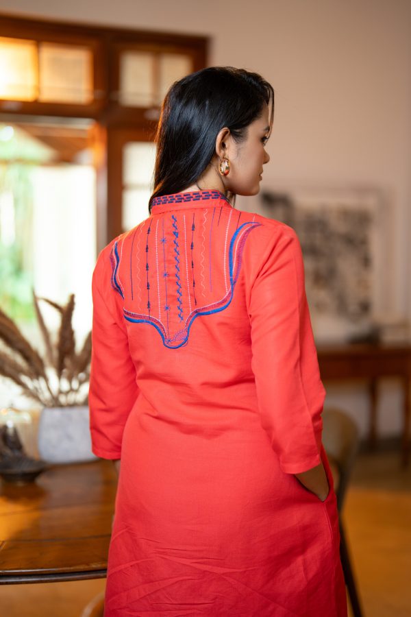 Half Placket Embroidery Detailed Short Shirt Dress - Image 3