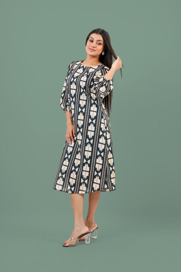 Tribal Patterned Curved Hem Short Dress - Image 4