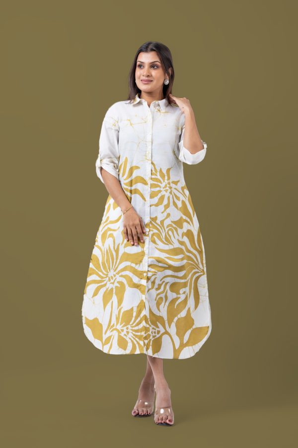 Floral Batik Midi Shirt Dress - Image 3