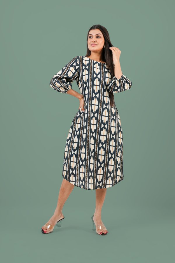 Tribal Patterned Curved Hem Short Dress - Image 5