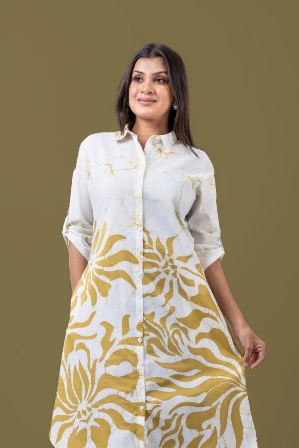 Floral Batik Midi Shirt Dress