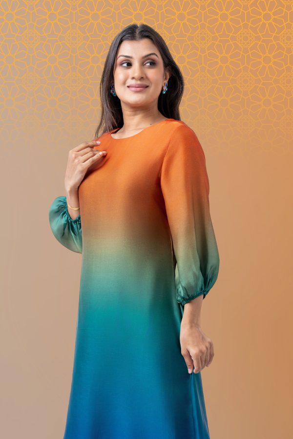 Puff Sleeve Ombre Maxi Dress - Image 5