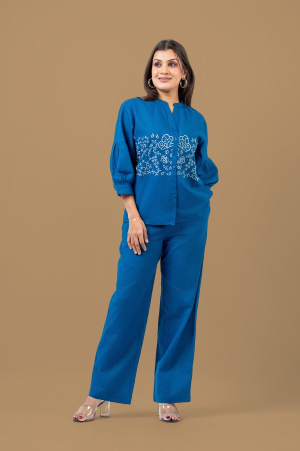 Embroidered Linen Top and Pants Set - Image 4