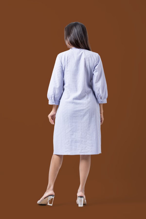 Cutlawn Button-Down Three Quarter Sleeve Short Dress - Image 3