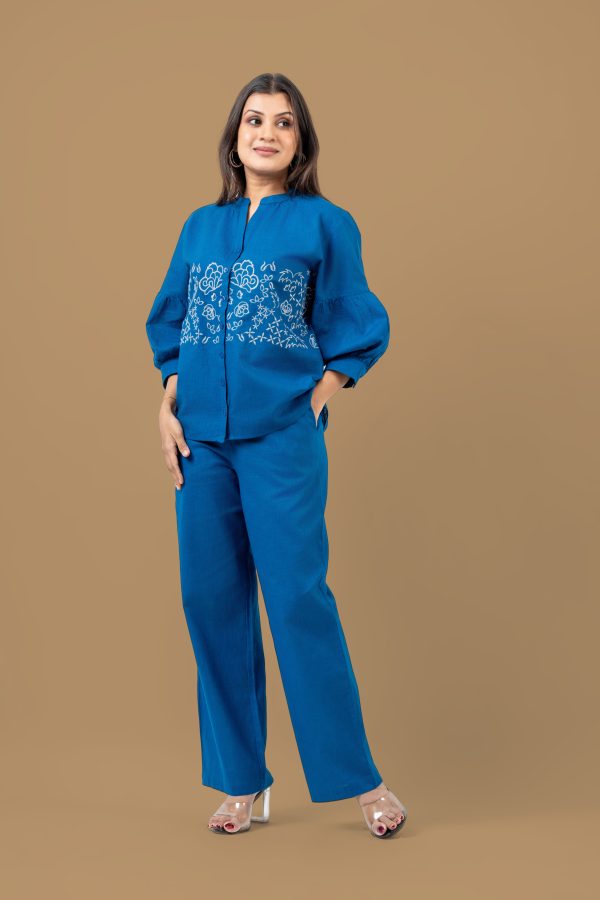 Embroidered Linen Top and Pants Set - Image 5