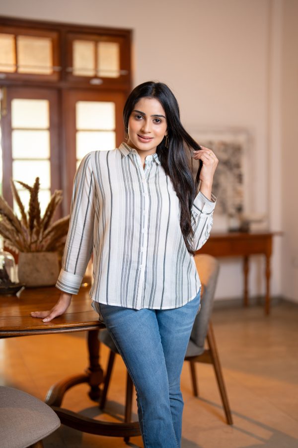 Monochrome Stripe Printed Shirt