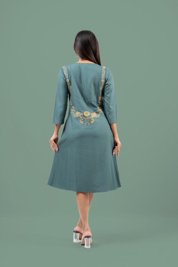 Button Detail Embroidered Short Dress - Image 5