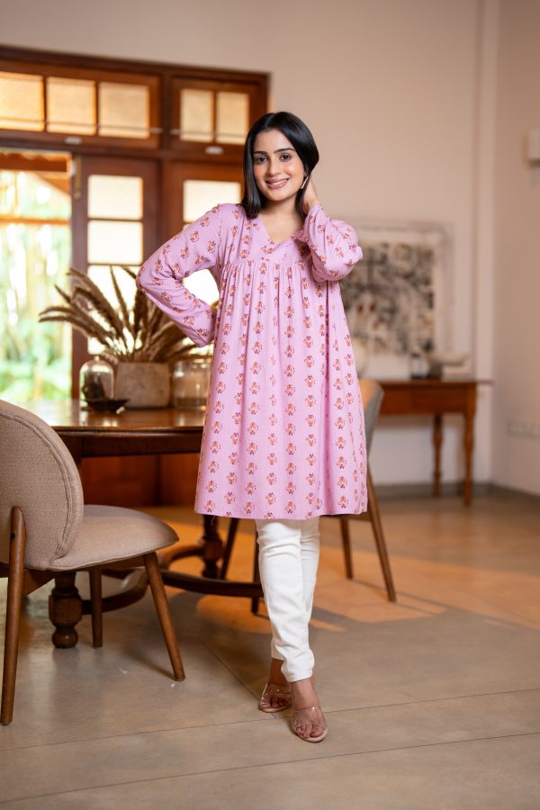 Printed V-Neck Kurta Top - Image 3