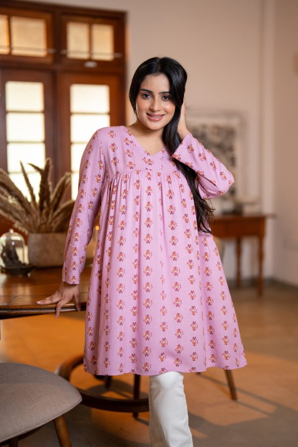 Printed V-Neck Kurta Top