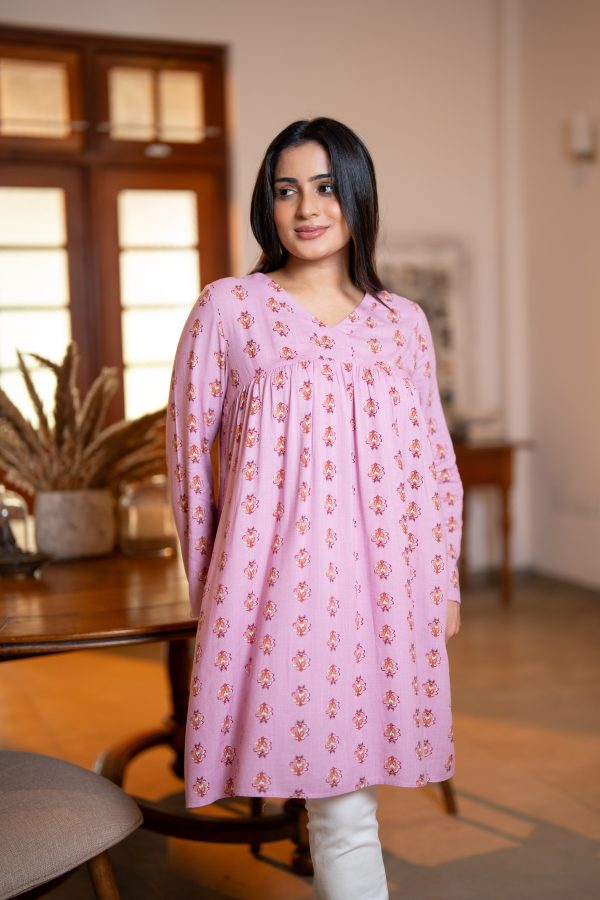 Printed V-Neck Kurta Top - Image 2