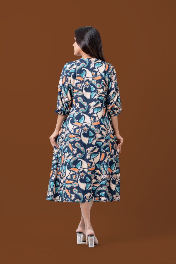 Printed Notch Neck Midi Dress - Image 4