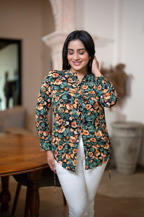 Floral Patterned Button-Down Blouse - Image 2