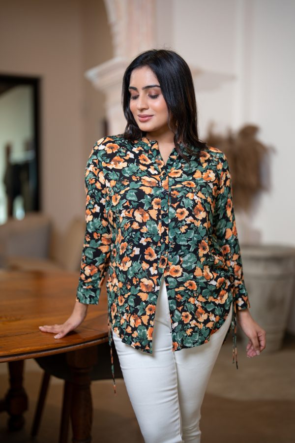 Floral Patterned Button-Down Blouse