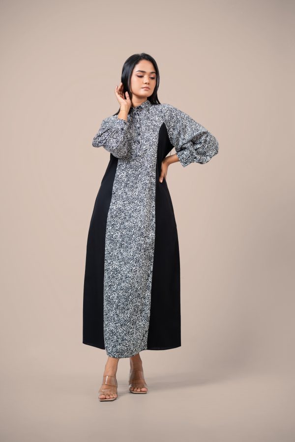 Monochrome Colorblock Maxi Shirt Dress - Image 3